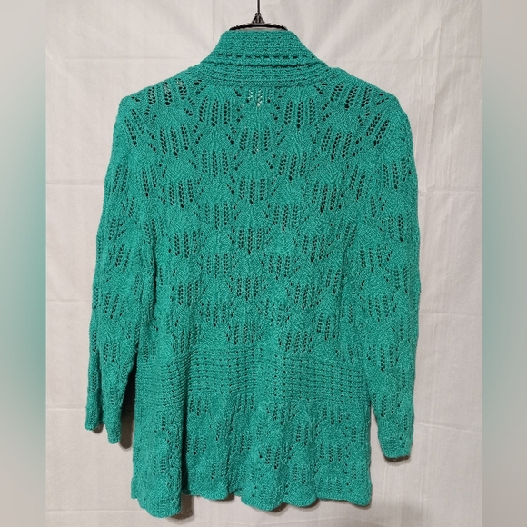 JM Collection EUC Green Cardigan, 3/4 Sleeves, - Picture 7 of 7